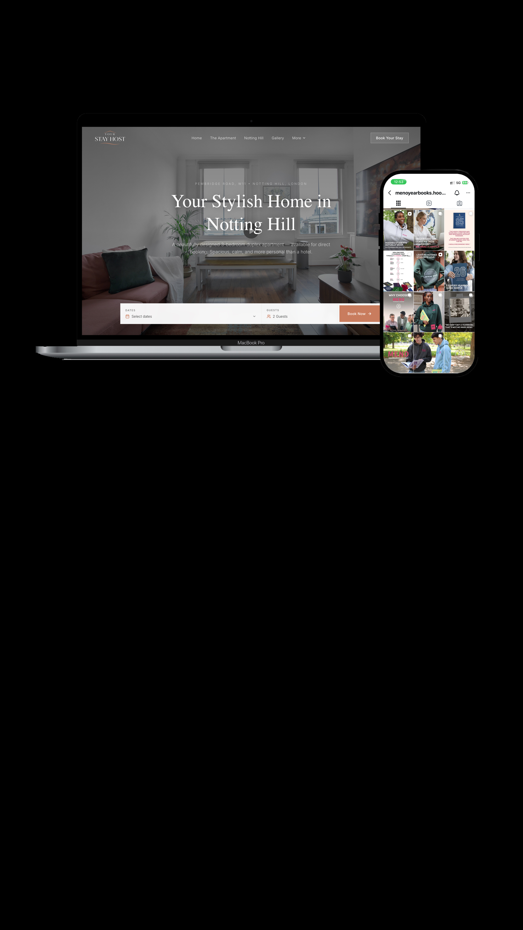 5XR websites displayed on MacBook Pro and iPhone