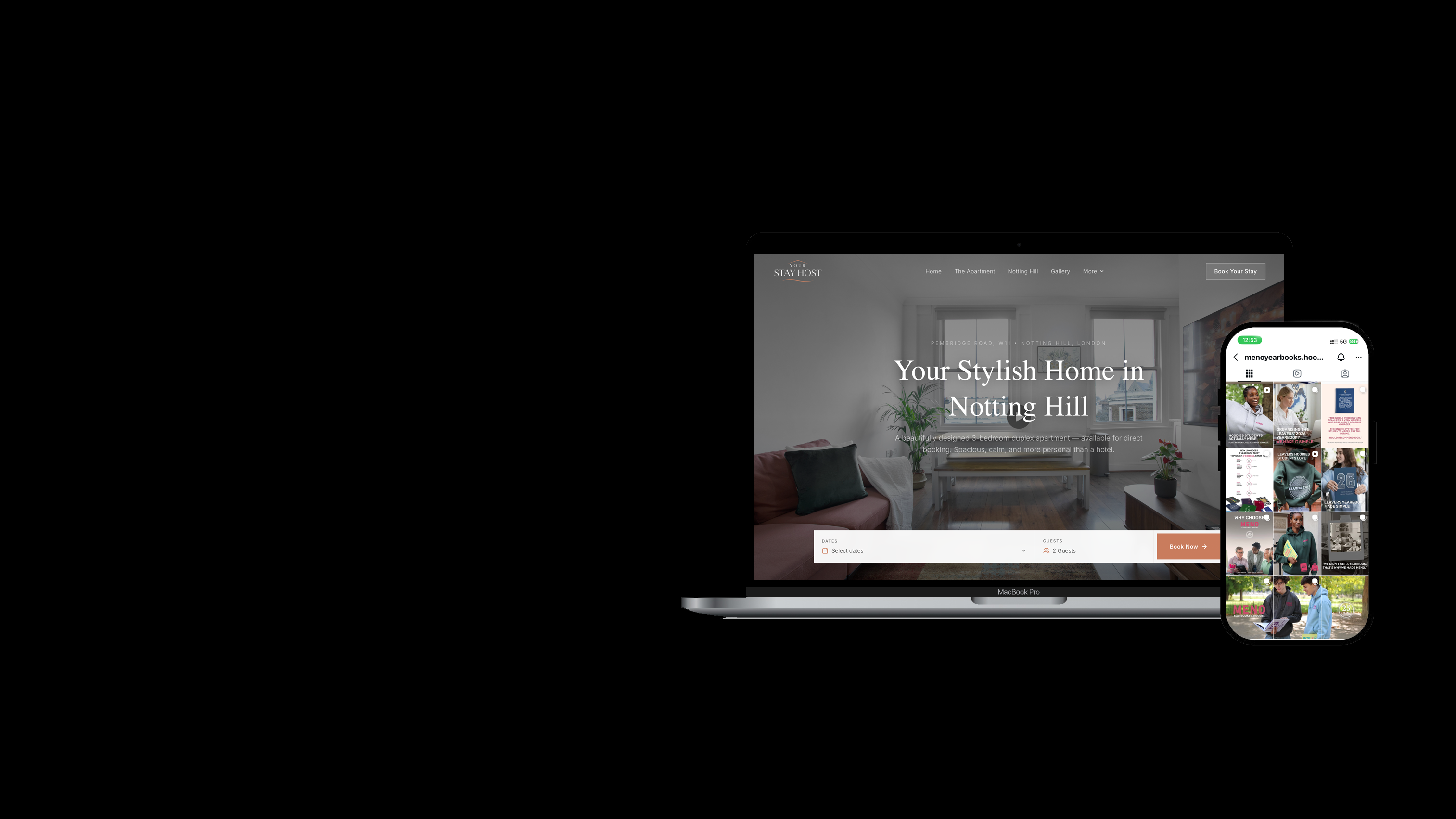 5XR websites displayed on MacBook Pro and iPhone