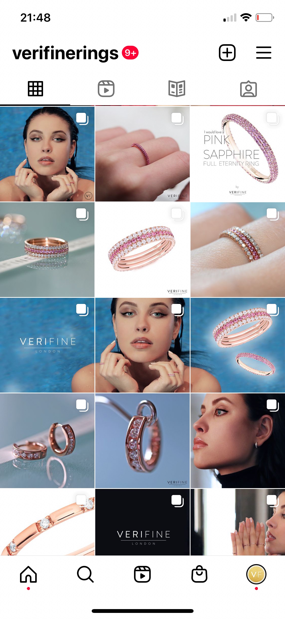 Verifine London Instagram grid